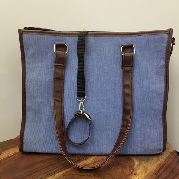 Bow-Wow Pet Carrier Large 15” x 12” x 8” Pets Up to 22lbs Blue Corduroy Unused - Picture 3 of 16